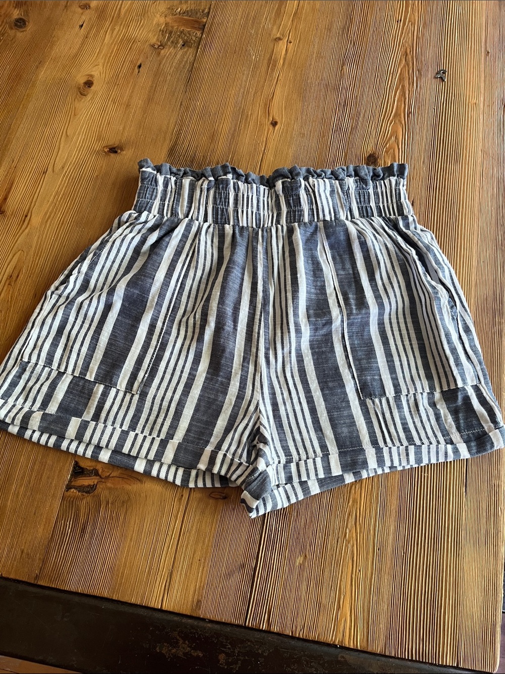 Only High-Waist Striped Shorts - Navy & White